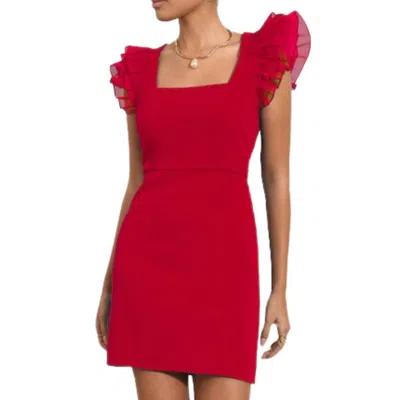 Shop Adelyn Rae Claudia Ruffle Mini Dress In Red Rose In Multi