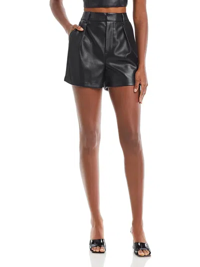 Shop Avec Les Filles Womens Faux Leather Pleated Flat Front In Black