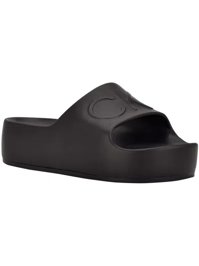 Shop Calvin Klein Holly Womens Logo Slip On Platform Sandals In Black
