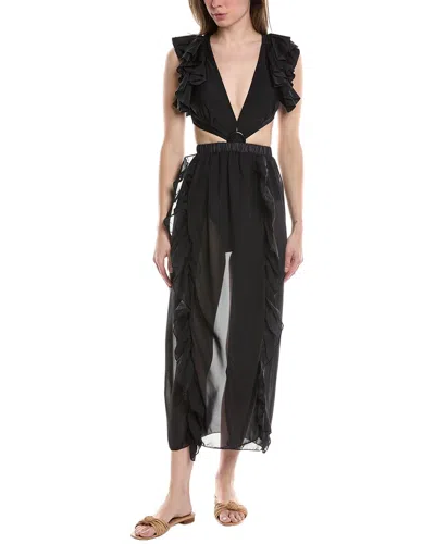 Shop Vera Dolini 2pc Swimsuit & Pareo Set In Black