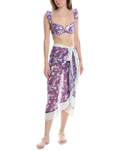 Shop Vera Dolini 3pc Swimsuit & Pareo Set In Purple