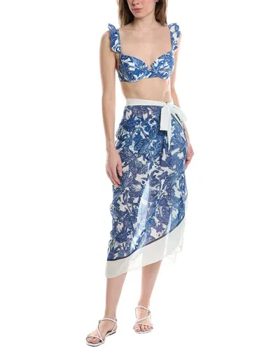 Shop Vera Dolini 3pc Swimsuit & Pareo Set In Blue