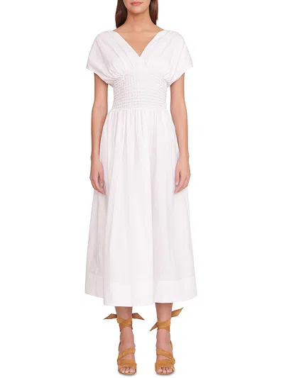 Shop Staud Jackson Womens Daytime Tea-length Sundress In White