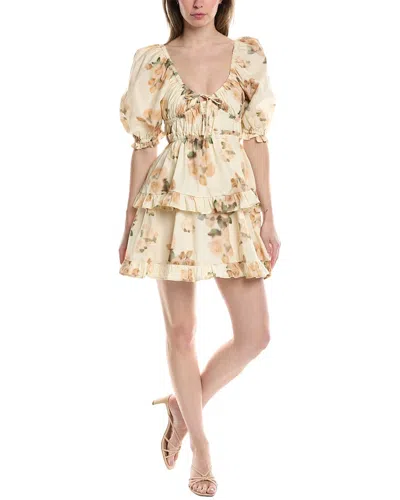 Shop Weworewhat Puff Sleeve Mini Dress In Beige