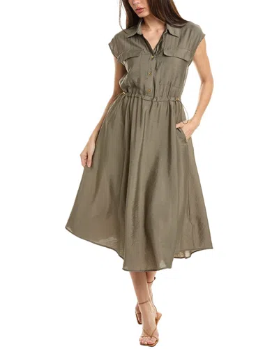 Shop Ellen Tracy Drawcord Waist Midi Dress In Green