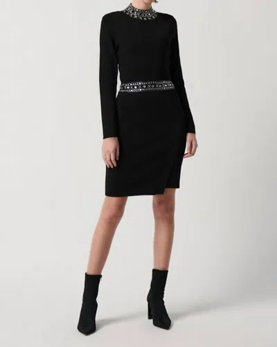 Shop Joseph Ribkoff Sweater Dress With Rhinestones In Black