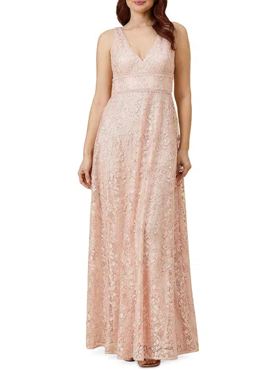 Shop Adrianna Papell Womens Lace Sleeveless Evening Dress In Gold