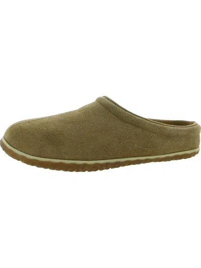 Shop Minnetonka Taylor Mens Suede Slip On Clog Slippers In Brown