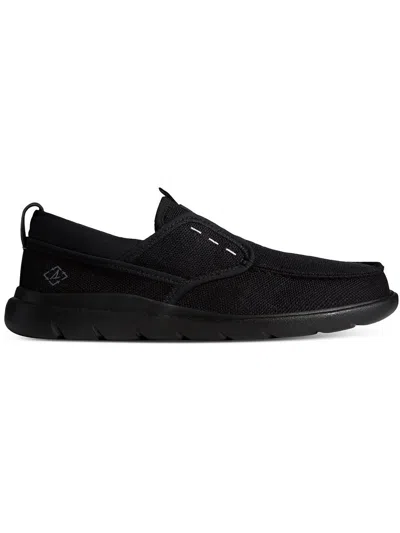 Shop Sperry Captain Boat Mens Canvas Slip-on Boat Shoes In Black