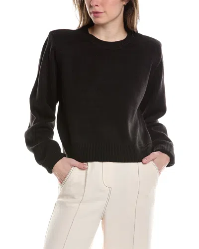 Shop Weworewhat Shoulder Pad Cropped Sweater In Black