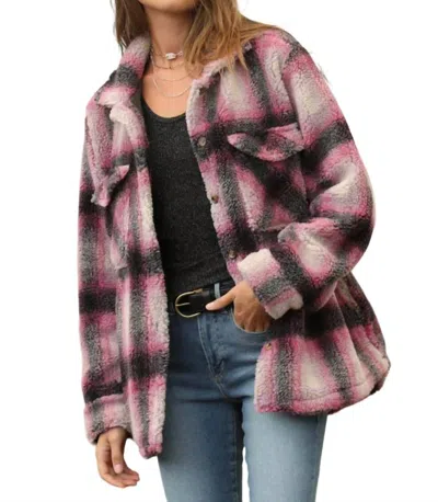 Shop Dylan Madison Town Shirt Jacket In Pink/black In Multi