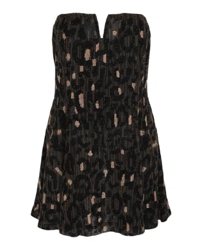 Shop Versace Embroidered Cocktail Dress In Black