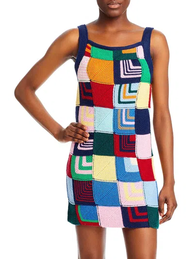 Shop Re/done Womens Patchwork Knit Short Mini Dress In Multi