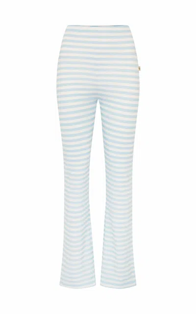 Shop Araminta James Waffle Stripe Flare Pant In Blue Multi