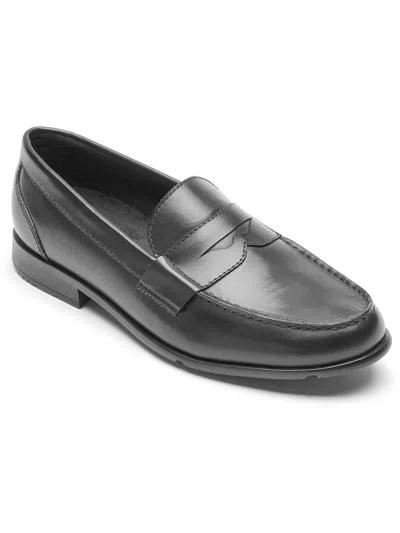 Shop Rockport Keaton Mens Leather Slip On Loafers In Black