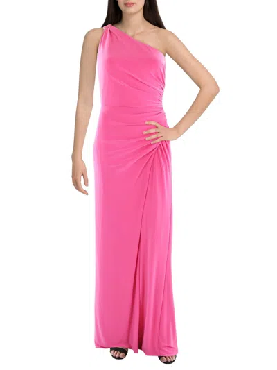 Shop Adrianna Papell Womens Knit Ruched Evening Dress In Pink