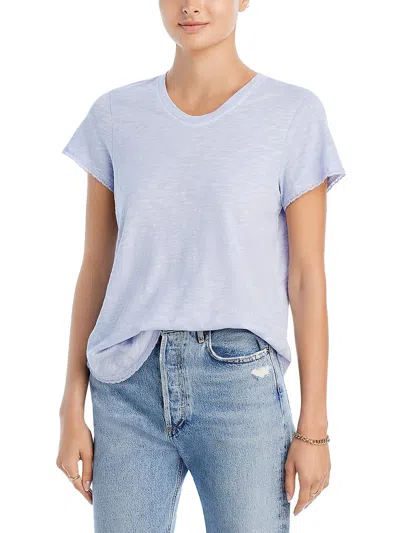Shop Wilt Womens Heathered Lace-trim Pullover Top In Blue