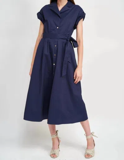 Shop En Saison Avery Midi Dress In Navy Blue