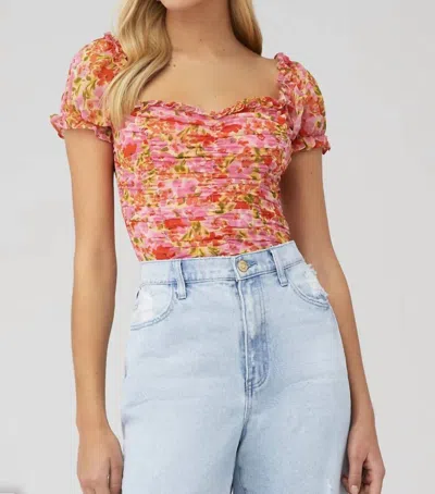 Astr Helena Top In Pink Multi Floral In Multi