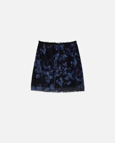 Shop Wild Pony Short Mesh Leaf Print Skirt In Navy In Blue