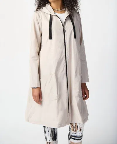 Shop Joseph Ribkoff Woven Hooded Trapeze Coat In Moonstone In Pink