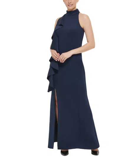 Shop Jessica Howard Womens Mock Neck Long Evening Dress In Blue