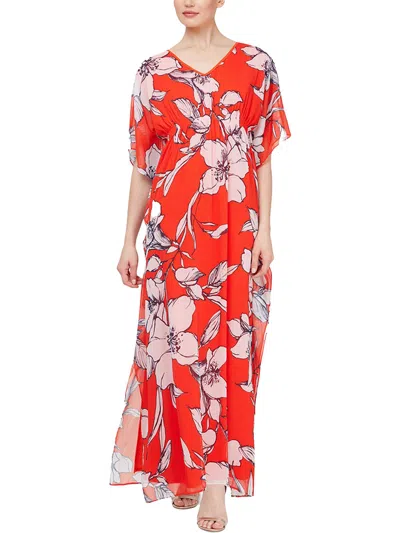 Shop Slny Womens Smocked Floral Print Maxi Dress In Multi