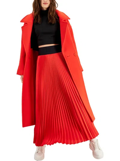 Shop Hugo Regiani Womens Textured Long Pleated Skirt In Red
