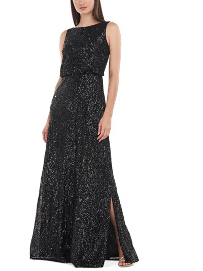 Shop Js Collections Womens Sequined Long Evening Dress In Black