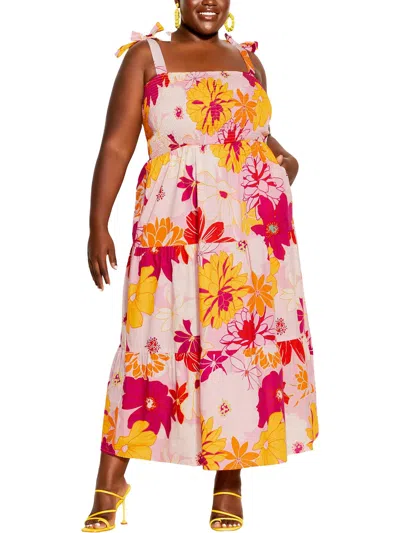 Shop City Chic Plus Womens Cotton Long Maxi Dress In Multi