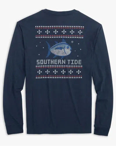 Shop Southern Tide Fair Isle Skipjack Long Sleeve T-shirt In Blue