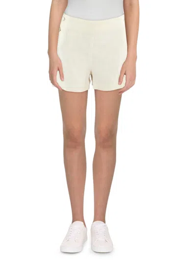 Shop L Agence Jude Womens Linen Button Detail High-waist Shorts In Brown
