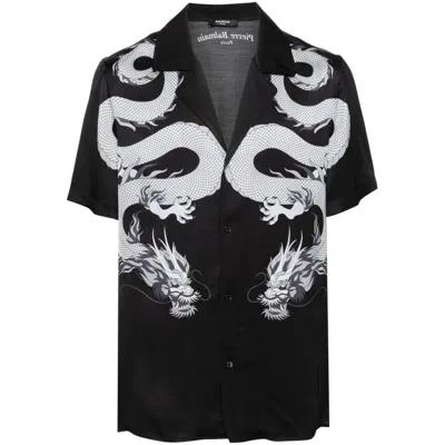 Shop Balmain Shirts In Black/grey