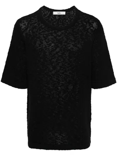 Shop Séfr Tolomo T-shirt Clothing In Black Slubby Cotton