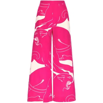 Shop Valentino Pants In Pink/white