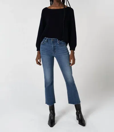 Shop Unpublished Marlow High Rise Cropped Demi Flare Jean In Muse In Blue