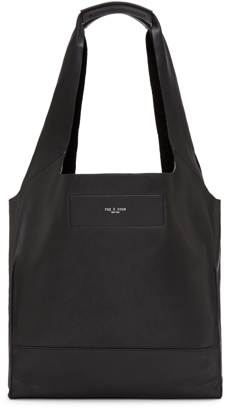 Rag & Bone Black Leather Walker Shopper Tote Bag ModeSens