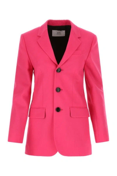 Shop Ami Alexandre Mattiussi Ami Woman Fuchsia Wool Blazer In Pink
