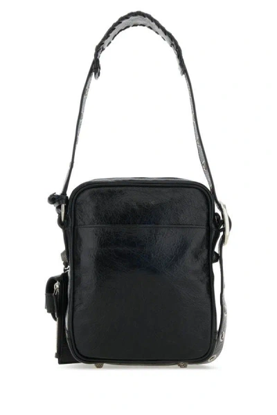 Balenciaga Le Cagole Embellished Textured-leather Messenger Bag In Black