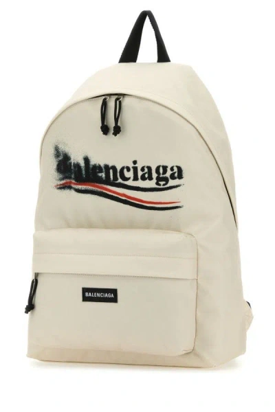 Shop Balenciaga Man Ivory Canvas Explorer Backpack In White