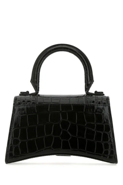 Shop Balenciaga Woman Black Leather Hourglass Xs Handbag