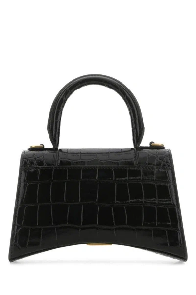 Balenciaga Borsa Hourglass Small Con Lavorazione Coccodrillo Da Donna In Nero In Black