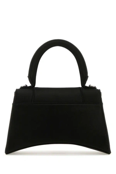 Balenciaga Black Satin Small Hourglass Handbag In Black