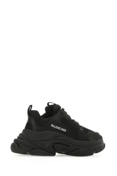 Shop Balenciaga Woman Black Synthetic Leather And Mesh Triple S Sneakers