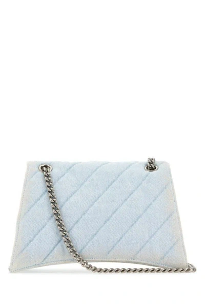 Balenciaga Light-blue Crush M Shoulder Bag In Blue