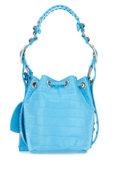 Balenciaga Women's Light-blue Leather Le Cagole Xs Bucket Bag In Blue