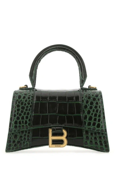 Shop Balenciaga Woman Bottle Green Leather Xs Hourglass Handbag