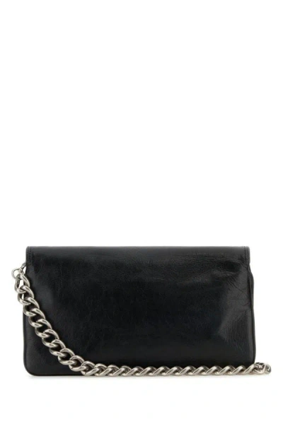 Shop Balenciaga Woman Black Leather Medium Bb Soft Flap Clutch
