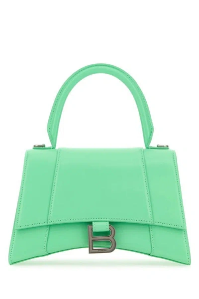 Balenciaga Mint Green Leather Small Hourglass Handbag In Green