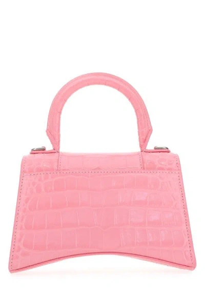 Shop Balenciaga Woman Pink Leather Xs Hourglass Handbag